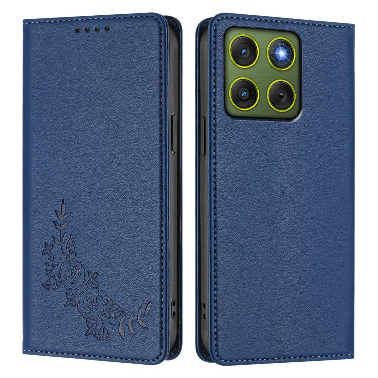 For Motorola Edge 70 5G / X70 Air 5G Peony Embossed Magnetic RFID Vegan Leather Phone Case