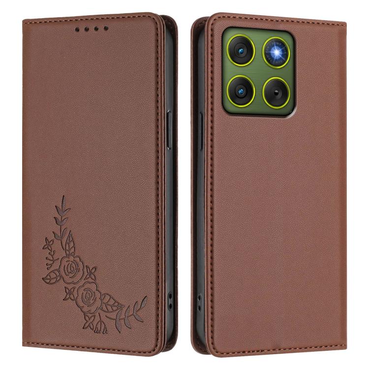 For Motorola Edge 70 5G / X70 Air 5G Peony Embossed Magnetic RFID Vegan Leather Phone Case