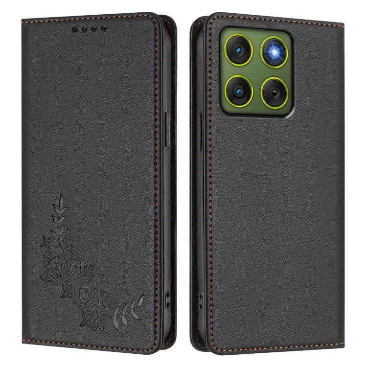 For Motorola Edge 70 5G / X70 Air 5G Peony Embossed Magnetic RFID Vegan Leather Phone Case
