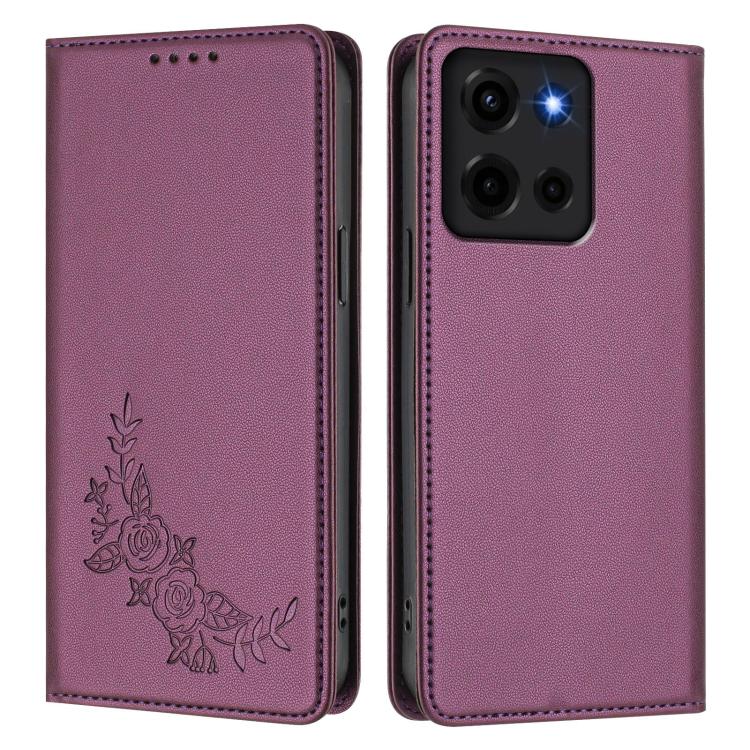For Motorola Moto G 5G 2025 / 2026 Peony Embossed Magnetic RFID Vegan Leather Phone Case
