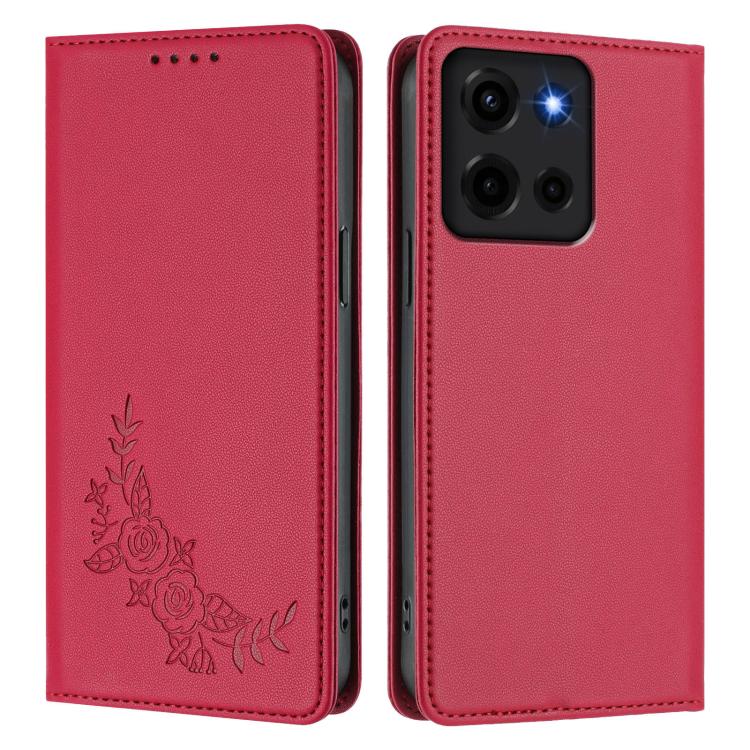 For Motorola Moto G 5G 2025 / 2026 Peony Embossed Magnetic RFID Vegan Leather Phone Case