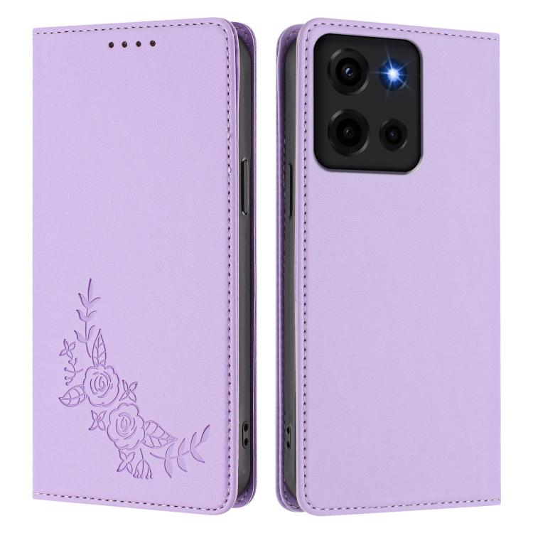 For Motorola Moto G 5G 2025 / 2026 Peony Embossed Magnetic RFID Vegan Leather Phone Case