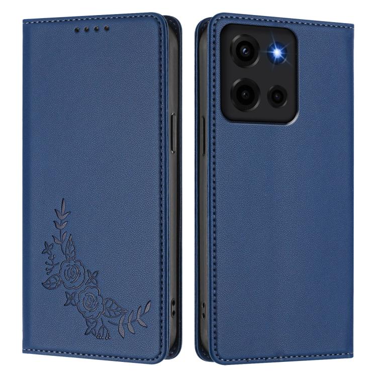 For Motorola Moto G 5G 2025 / 2026 Peony Embossed Magnetic RFID Vegan Leather Phone Case