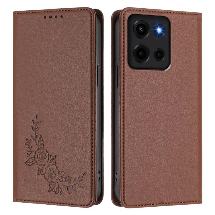 For Motorola Moto G 5G 2025 / 2026 Peony Embossed Magnetic RFID Vegan Leather Phone Case