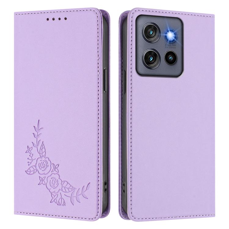 For Motorola Moto G Stylus 5G 2025 Peony Embossed Magnetic RFID Vegan Leather Phone Case