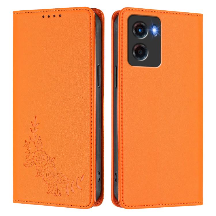 For Motorola Moto G05 / E15 Peony Embossed Magnetic RFID Vegan Leather Phone Case
