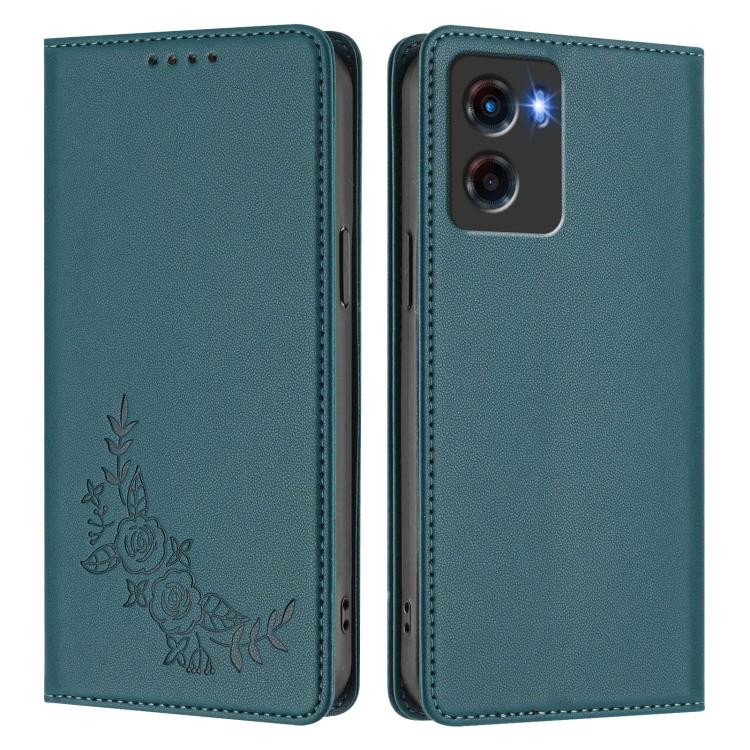For Motorola Moto G05 / E15 Peony Embossed Magnetic RFID Vegan Leather Phone Case