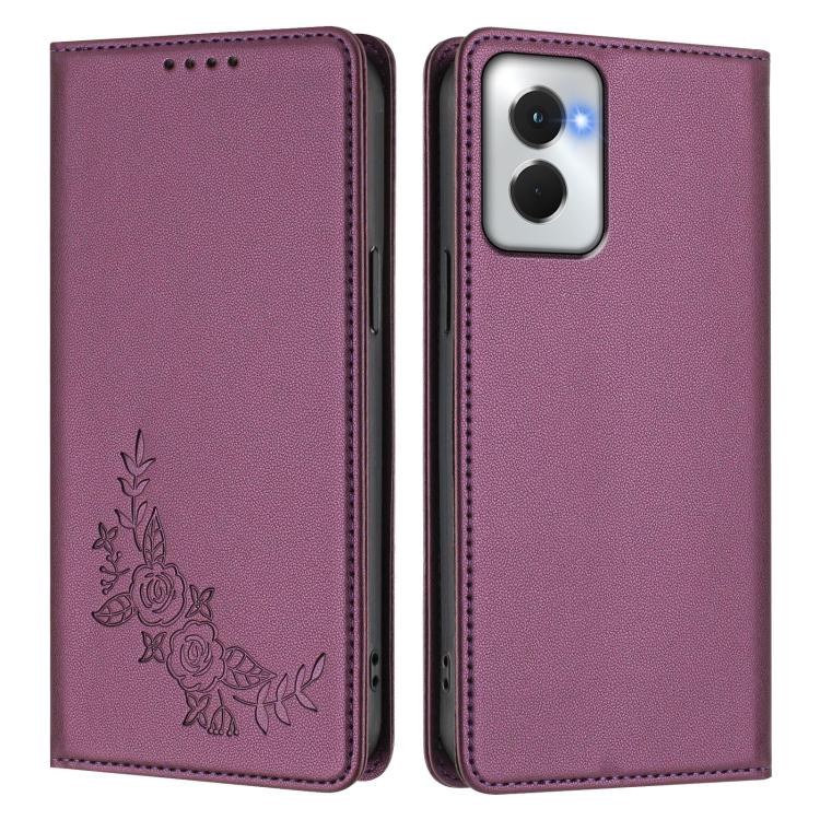 For Motorola Moto G Power 5G 2024 Peony Embossed Magnetic RFID Vegan Leather Phone Case