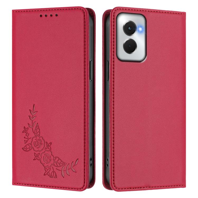 For Motorola Moto G Power 5G 2024 Peony Embossed Magnetic RFID Vegan Leather Phone Case