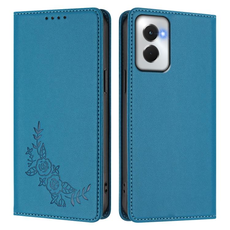 For Motorola Moto G Power 5G 2024 Peony Embossed Magnetic RFID Vegan Leather Phone Case