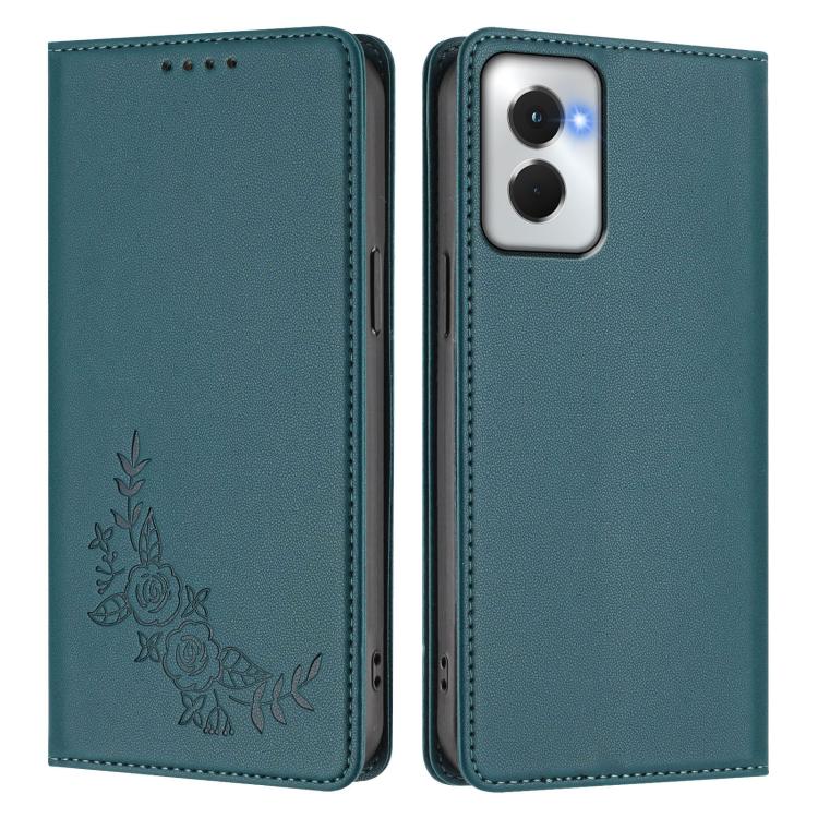 For Motorola Moto G Power 5G 2024 Peony Embossed Magnetic RFID Vegan Leather Phone Case