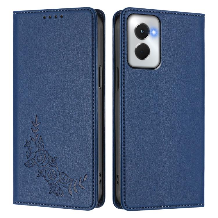 For Motorola Moto G Power 5G 2024 Peony Embossed Magnetic RFID Vegan Leather Phone Case