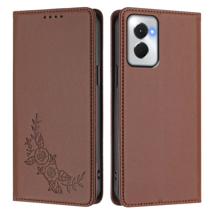 For Motorola Moto G Power 5G 2024 Peony Embossed Magnetic RFID Vegan Leather Phone Case