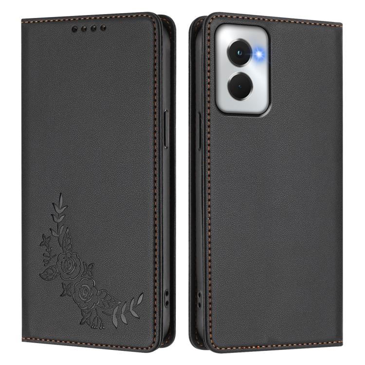 For Motorola Moto G Power 5G 2024 Peony Embossed Magnetic RFID Vegan Leather Phone Case