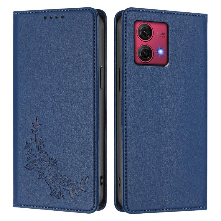 For Motorola Moto G84 5G Peony Embossed Magnetic RFID Vegan Leather Phone Case