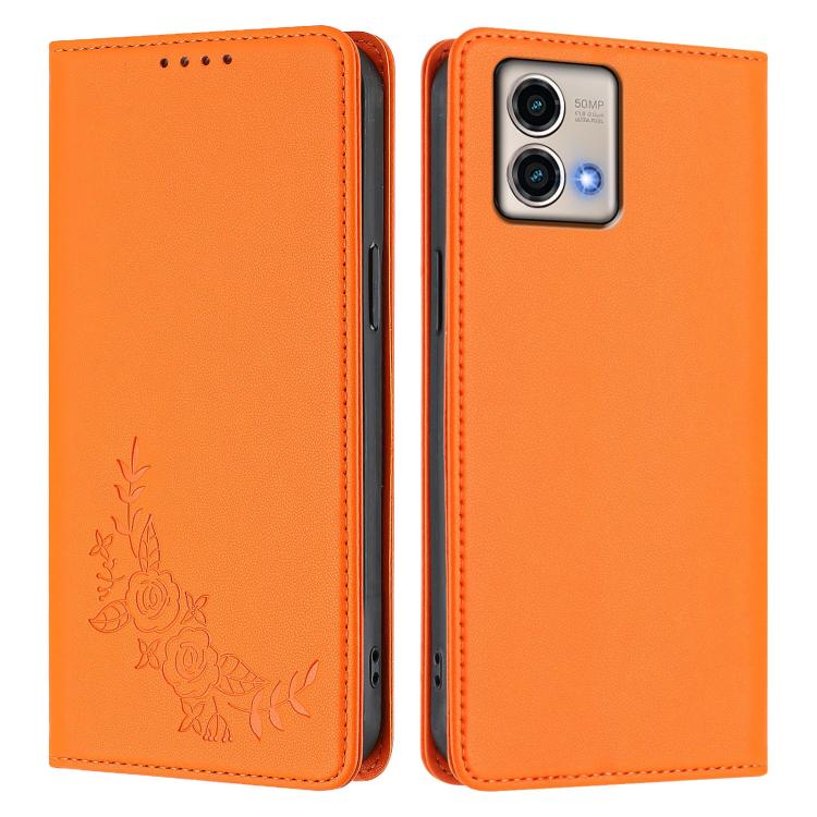 For Motorola Moto G Stylus 5G 2023 Peony Embossed Magnetic RFID Vegan Leather Phone Case