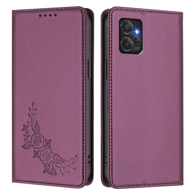 For Motorola Moto G Power 2023 5G  Peony Embossed Magnetic RFID Vegan Leather Phone Case