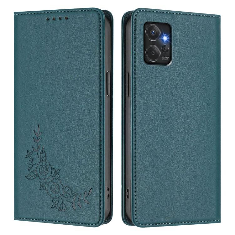 For Motorola Moto G Power 2023 5G  Peony Embossed Magnetic RFID Vegan Leather Phone Case
