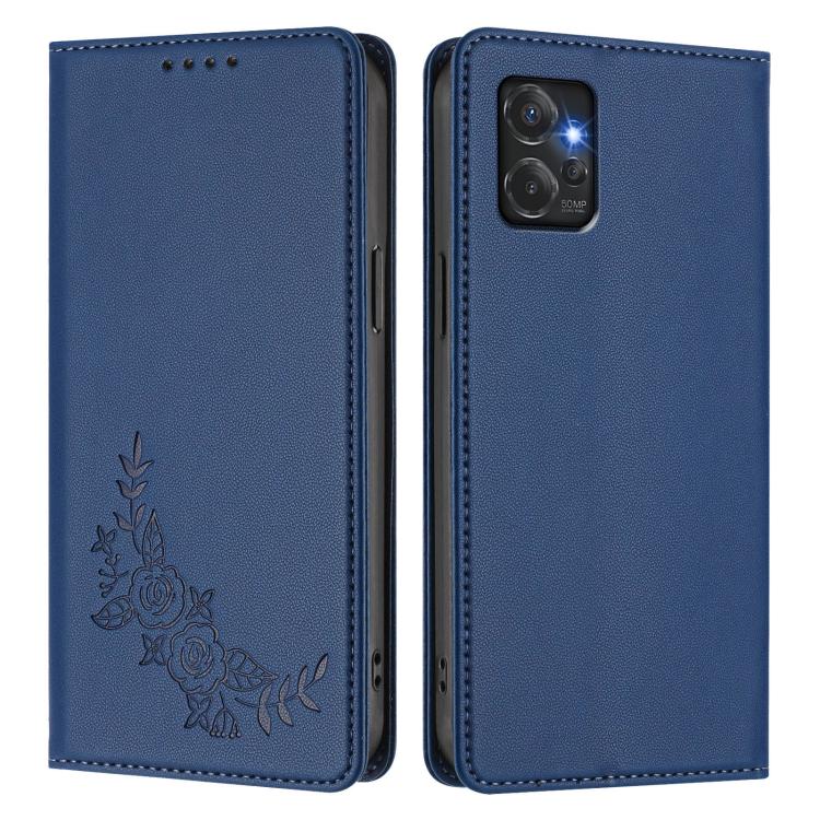 For Motorola Moto G Power 2023 5G  Peony Embossed Magnetic RFID Vegan Leather Phone Case