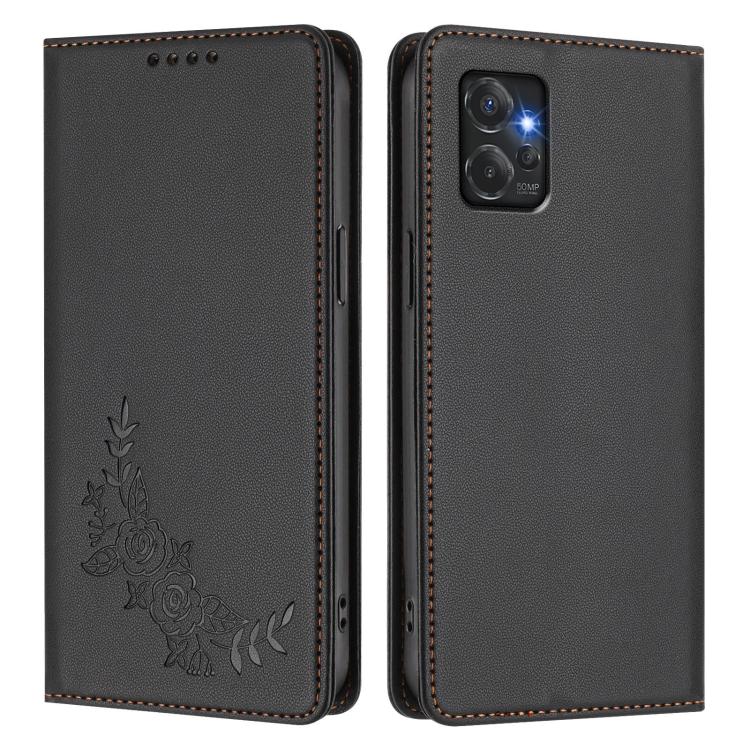 For Motorola Moto G Power 2023 5G  Peony Embossed Magnetic RFID Vegan Leather Phone Case
