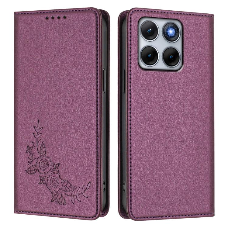 For Motorola Edge 70 Fusion 5G Peony Embossed Magnetic RFID Vegan Leather Phone Case