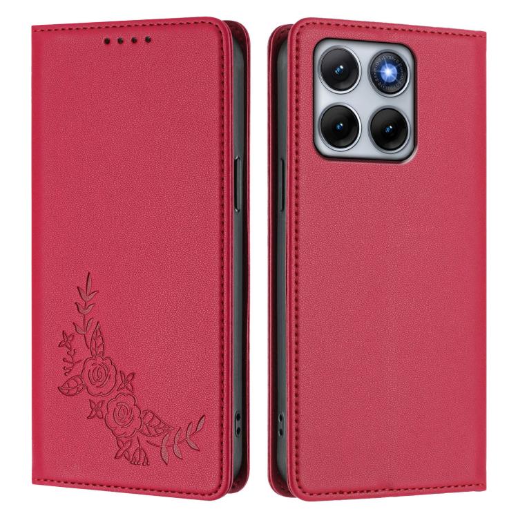 For Motorola Edge 70 Fusion 5G Peony Embossed Magnetic RFID Vegan Leather Phone Case