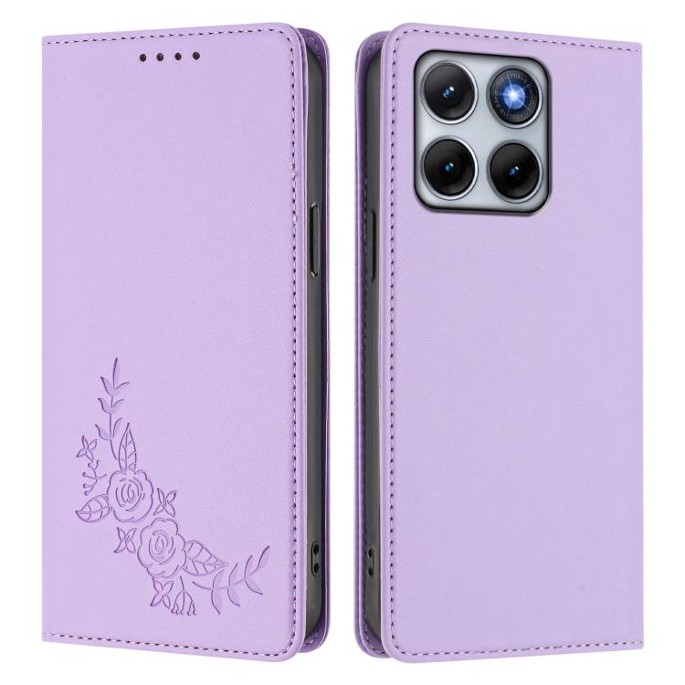For Motorola Edge 70 Fusion 5G Peony Embossed Magnetic RFID Vegan Leather Phone Case