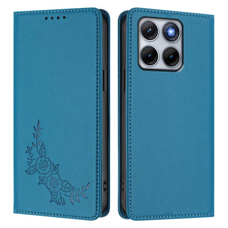 For Motorola Edge 70 Fusion 5G Peony Embossed Magnetic RFID Vegan Leather Phone Case