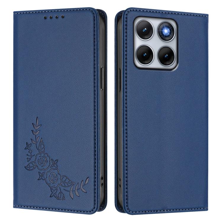 For Motorola Edge 70 Fusion 5G Peony Embossed Magnetic RFID Vegan Leather Phone Case
