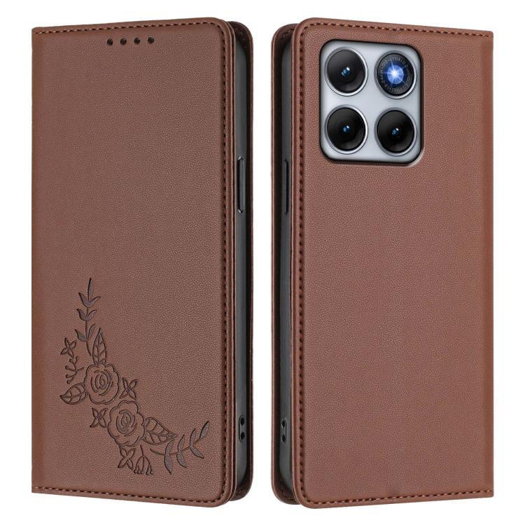 For Motorola Edge 70 Fusion 5G Peony Embossed Magnetic RFID Vegan Leather Phone Case