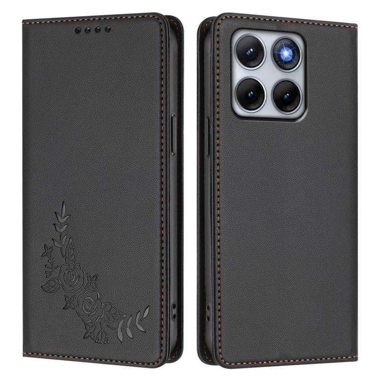 For Motorola Edge 70 Fusion 5G Peony Embossed Magnetic RFID Vegan Leather Phone Case