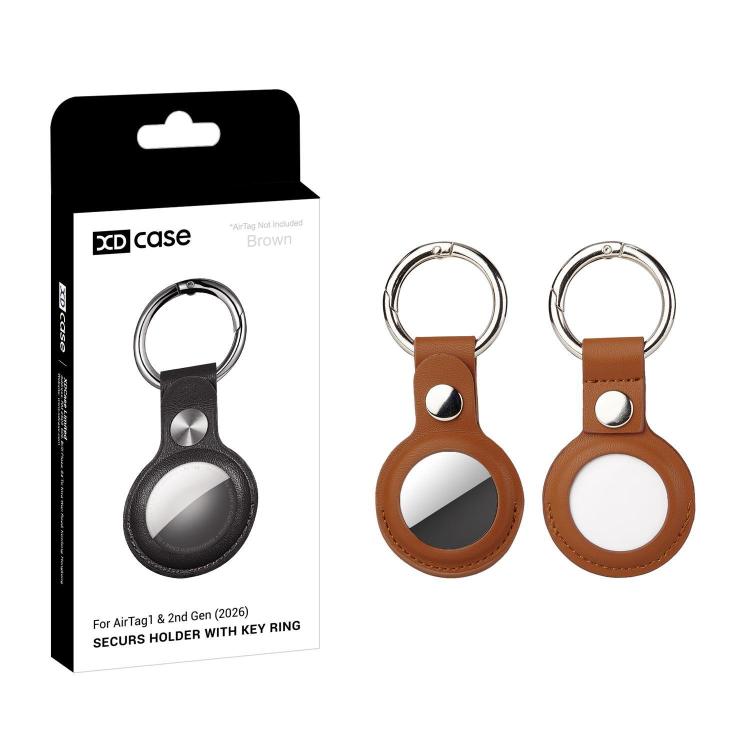 For AirTag 2nd Gen / AirTag 1st Gen XDcase Double-sided Hollow Vegan Leather Protective Case with Metal Ring