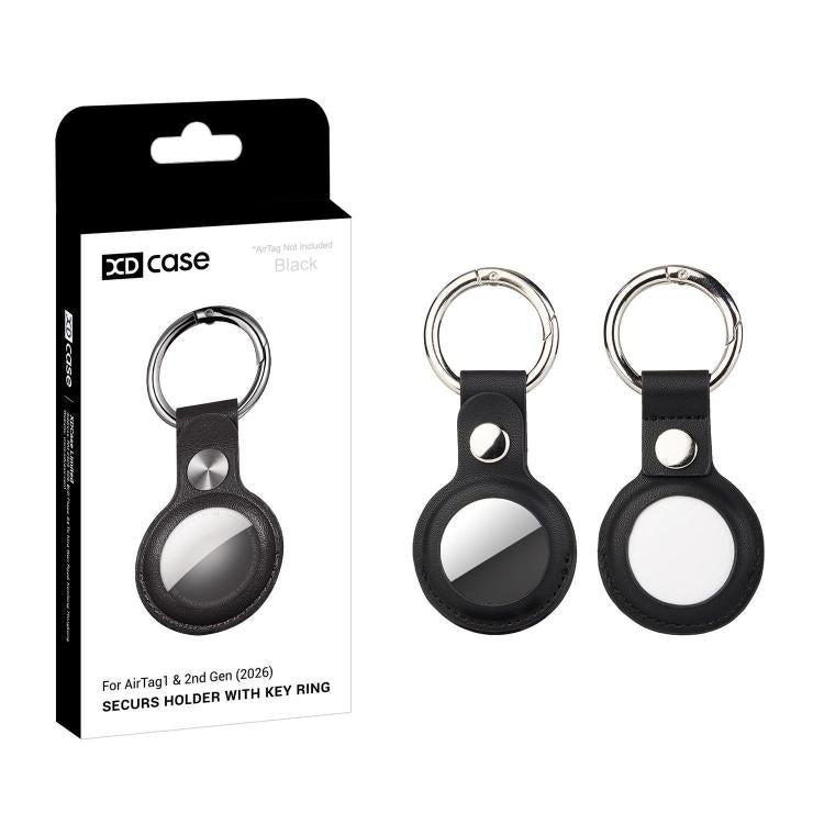 For AirTag 2nd Gen / AirTag 1st Gen XDcase Double-sided Hollow Vegan Leather Protective Case with Metal Ring
