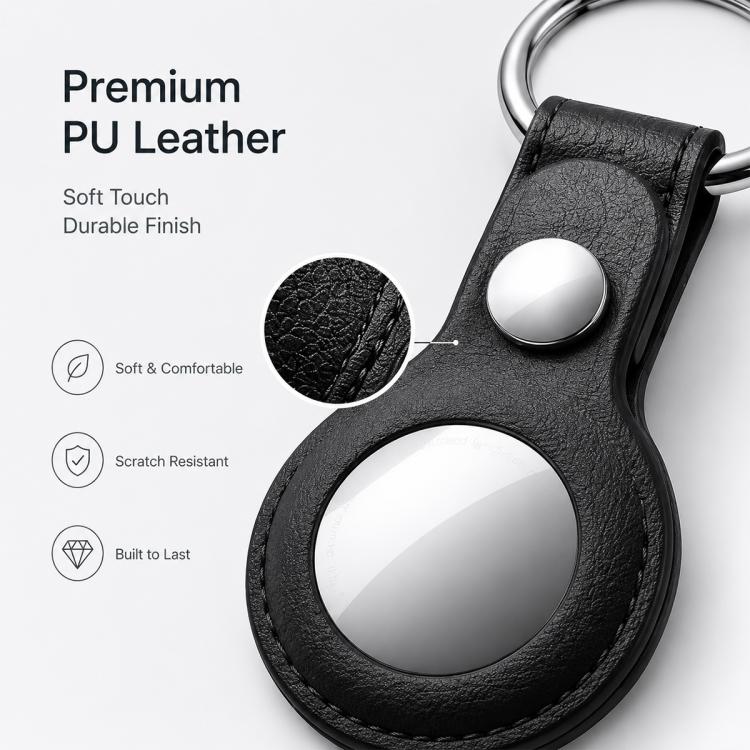 For AirTag 2nd Gen / AirTag 1st Gen XDcase Double-sided Hollow Vegan Leather Protective Case with Metal Ring - Yellow