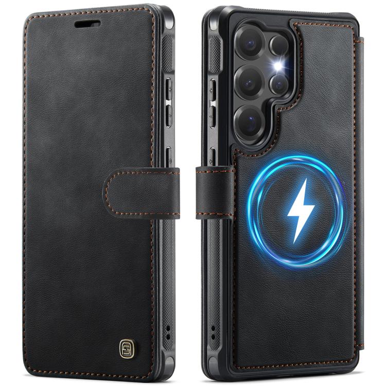 For Samsung Galaxy S24 Ultra 5G AutSpace A15 Retro Magnetic Clasp Vegan Leather Phone Case