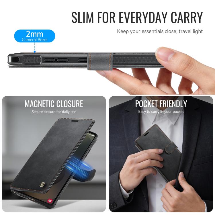 For Samsung Galaxy S24 Ultra 5G AutSpace A15 Retro Magnetic Clasp Vegan Leather Phone Case