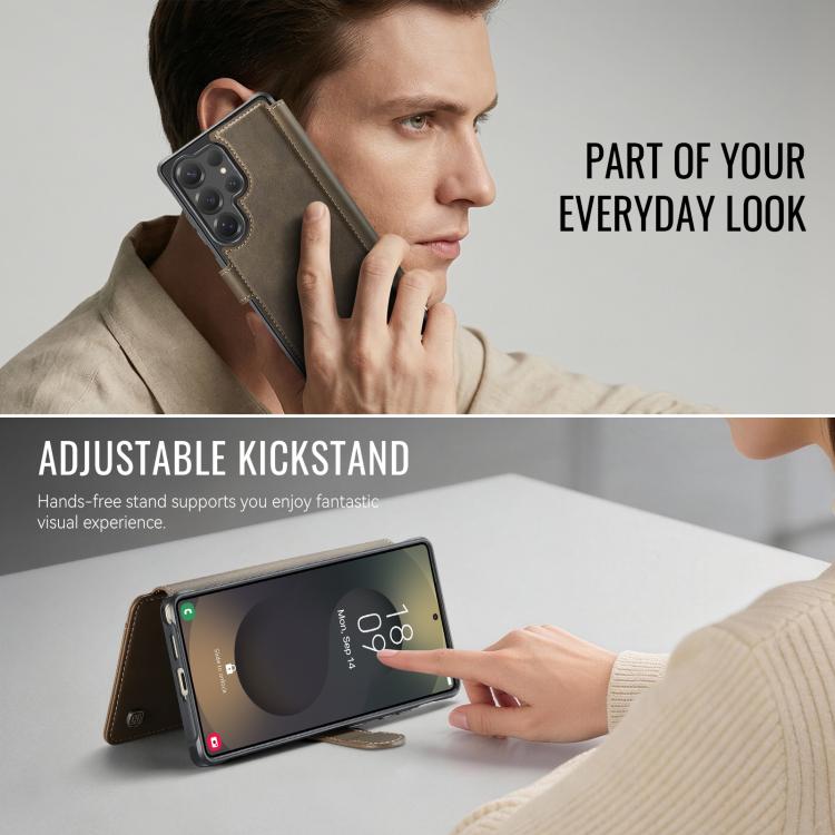 For Samsung Galaxy S24 Ultra 5G AutSpace A15 Retro Magnetic Clasp Vegan Leather Phone Case