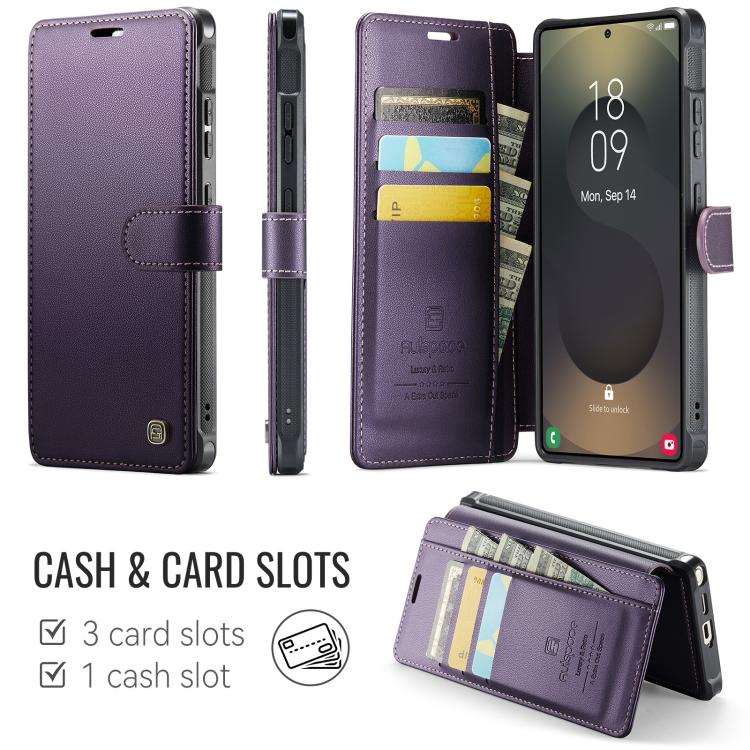 For Samsung Galaxy S24 Ultra 5G AutSpace A15 Retro Magnetic Clasp Vegan Leather Phone Case