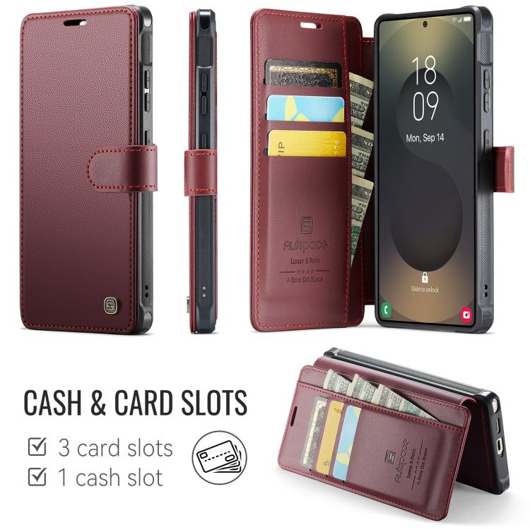 For Samsung Galaxy S24 Ultra 5G AutSpace A15 Retro Magnetic Clasp Vegan Leather Phone Case