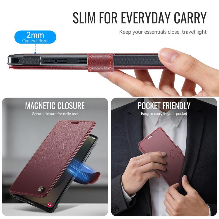 For Samsung Galaxy S24 Ultra 5G AutSpace A15 Retro Magnetic Clasp Vegan Leather Phone Case