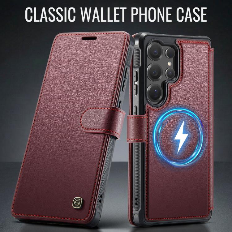 For Samsung Galaxy S24 Ultra 5G AutSpace A15 Retro Magnetic Clasp Vegan Leather Phone Case