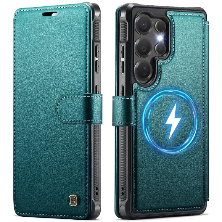 For Samsung Galaxy S24 Ultra 5G AutSpace A15 Retro Magnetic Clasp Vegan Leather Phone Case