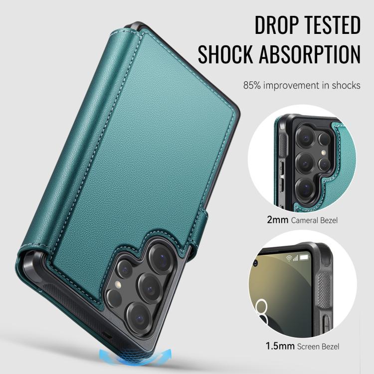 For Samsung Galaxy S24 Ultra 5G AutSpace A15 Retro Magnetic Clasp Vegan Leather Phone Case