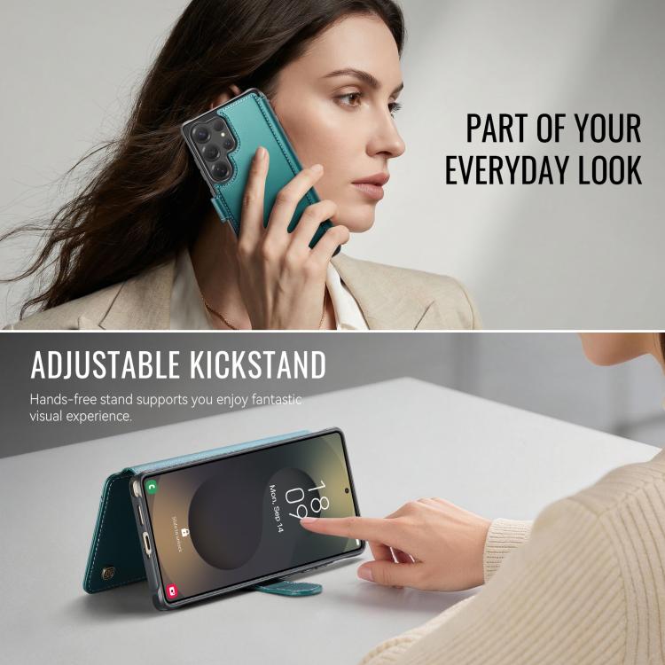 For Samsung Galaxy S24 Ultra 5G AutSpace A15 Retro Magnetic Clasp Vegan Leather Phone Case