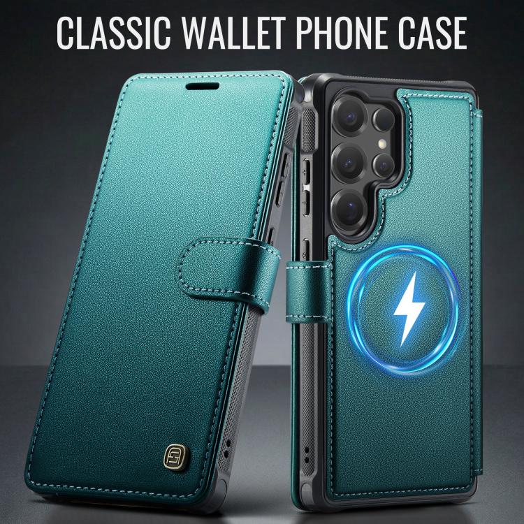 For Samsung Galaxy S24 Ultra 5G AutSpace A15 Retro Magnetic Clasp Vegan Leather Phone Case