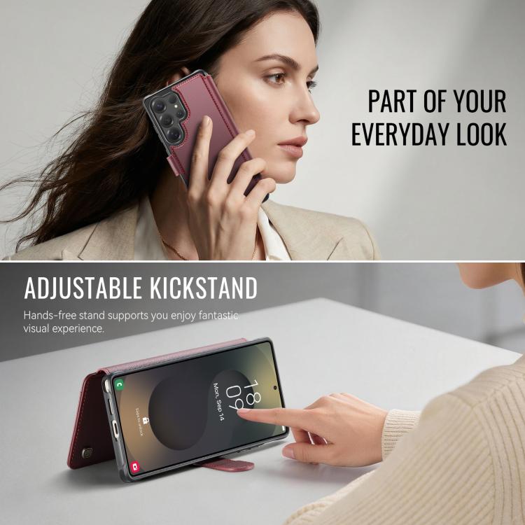 For Samsung Galaxy S25 Ultra 5G AutSpace A15 Retro Magnetic Clasp Vegan Leather Phone Case