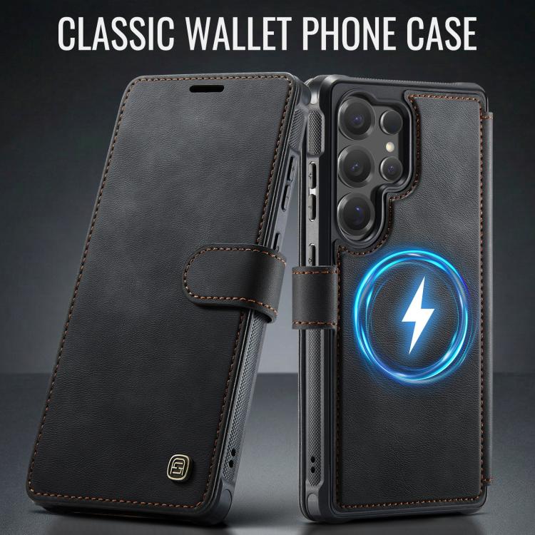 For Samsung Galaxy S26 Ultra 5G AutSpace A15 Retro Magnetic Clasp Vegan Leather Phone Case