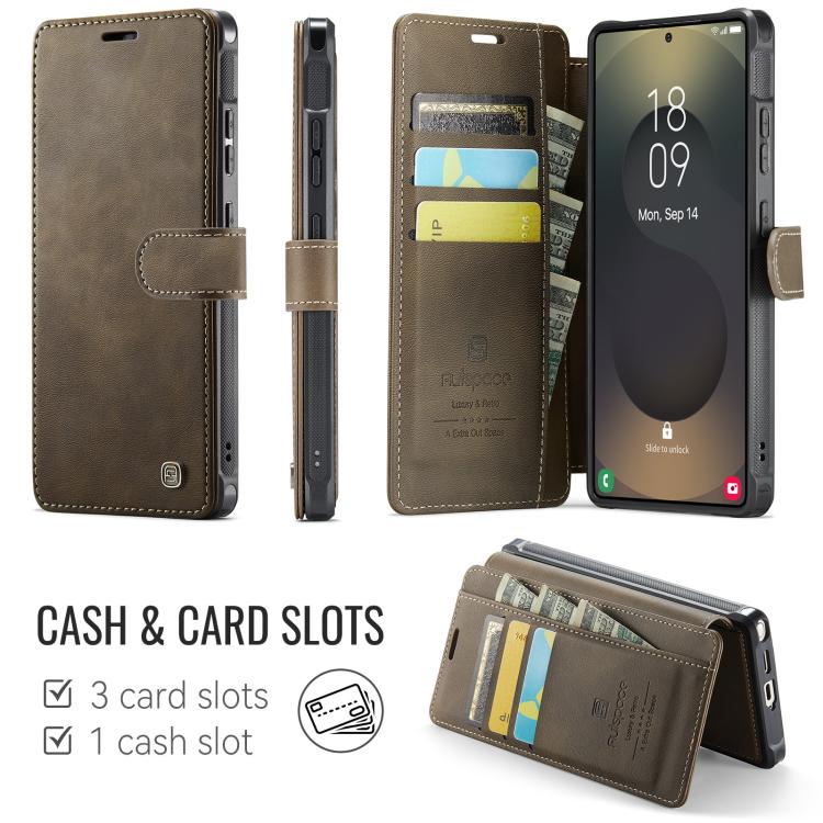 For Samsung Galaxy S26 Ultra 5G AutSpace A15 Retro Magnetic Clasp Vegan Leather Phone Case
