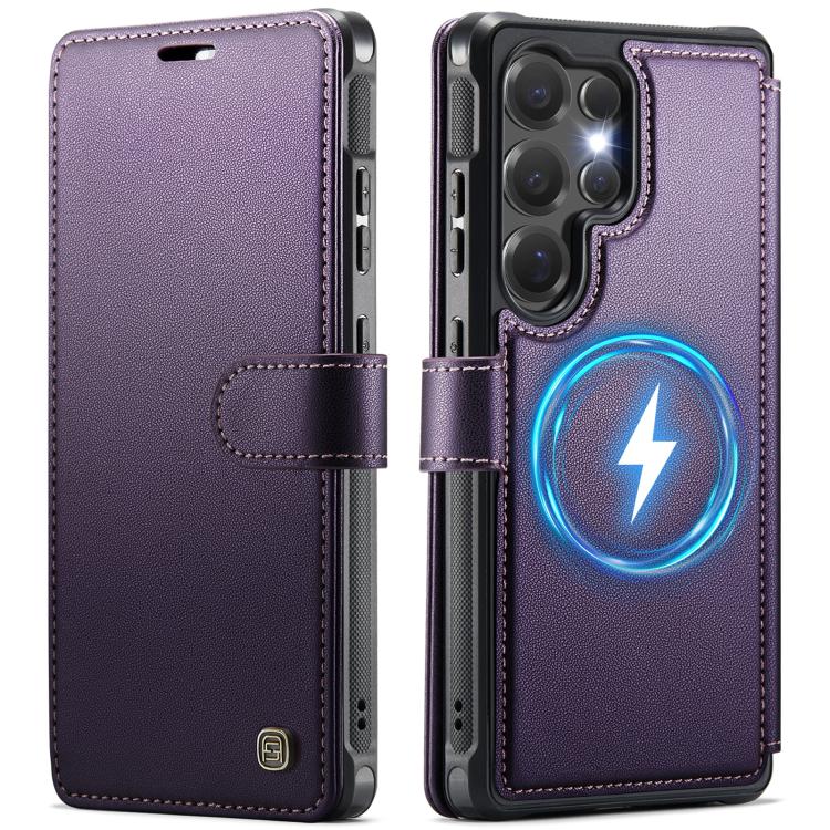 For Samsung Galaxy S26 Ultra 5G AutSpace A15 Retro Magnetic Clasp Vegan Leather Phone Case