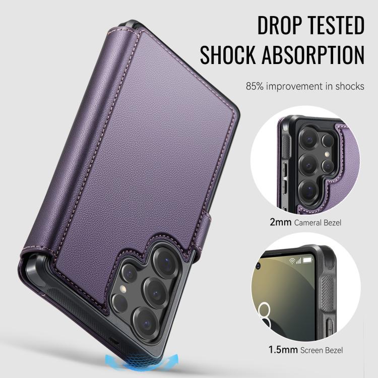 For Samsung Galaxy S26 Ultra 5G AutSpace A15 Retro Magnetic Clasp Vegan Leather Phone Case